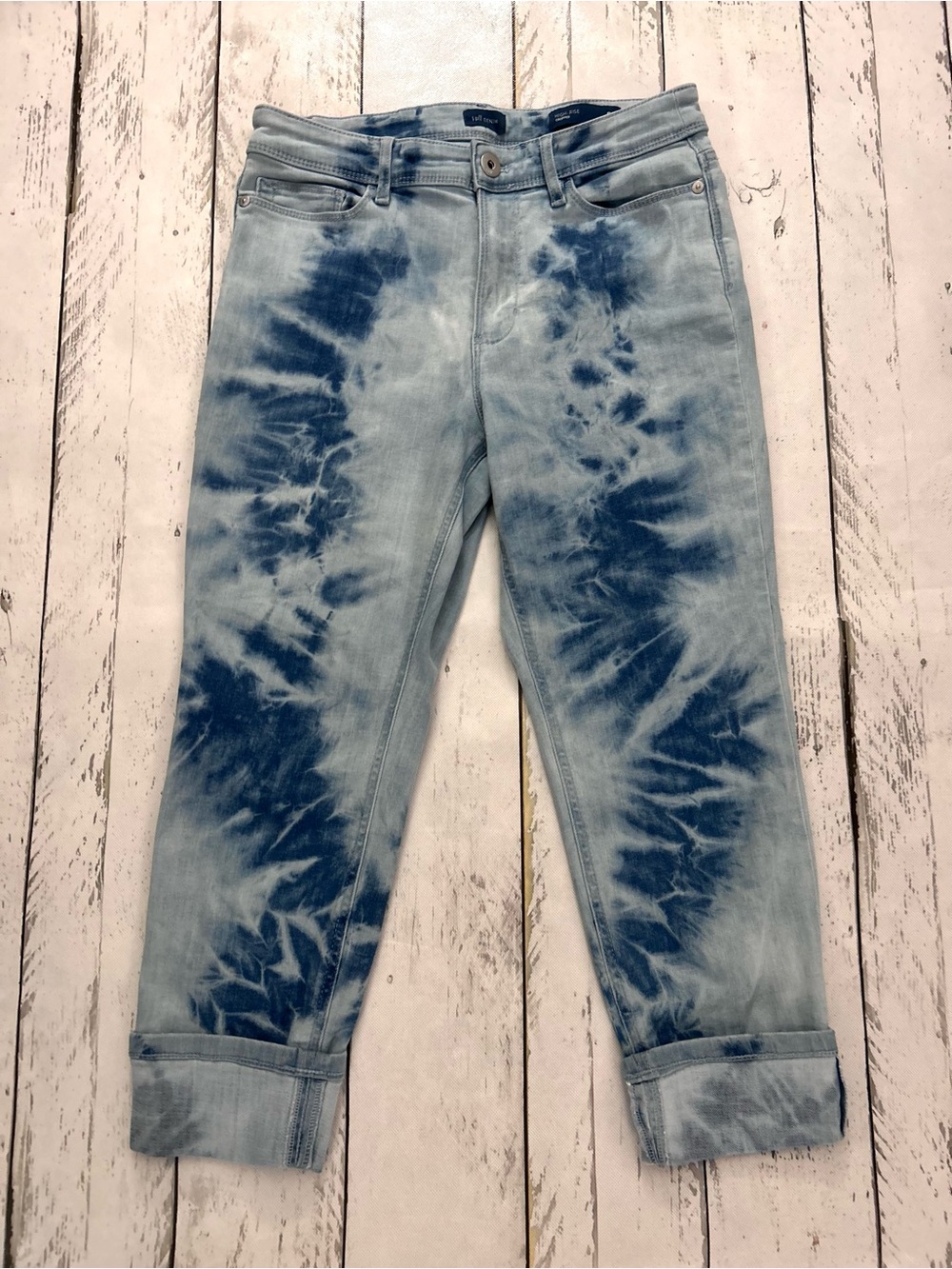 Sz 8P J. Jill Tie-Dye Light Blue Jeans High Rise Cropped